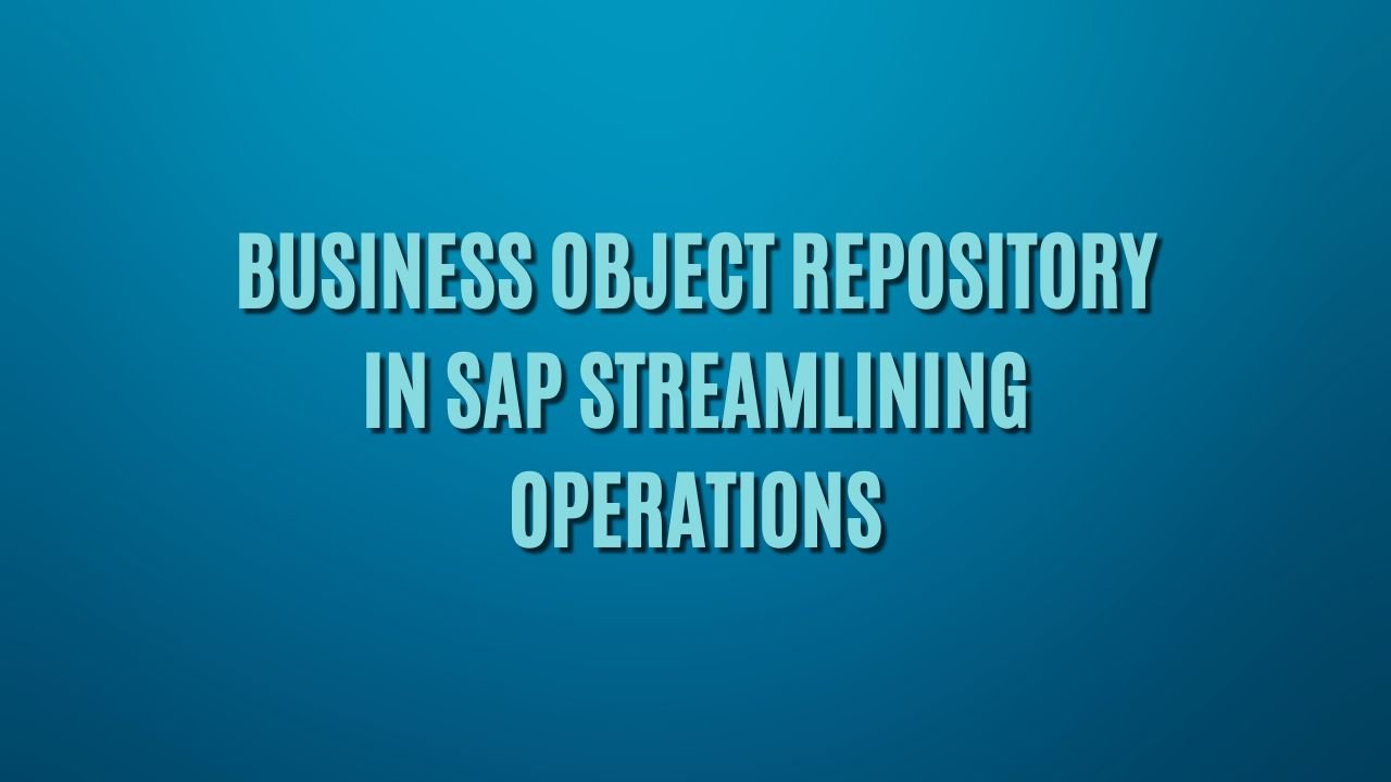 Business Object Repository in SAP Streamlining Operations